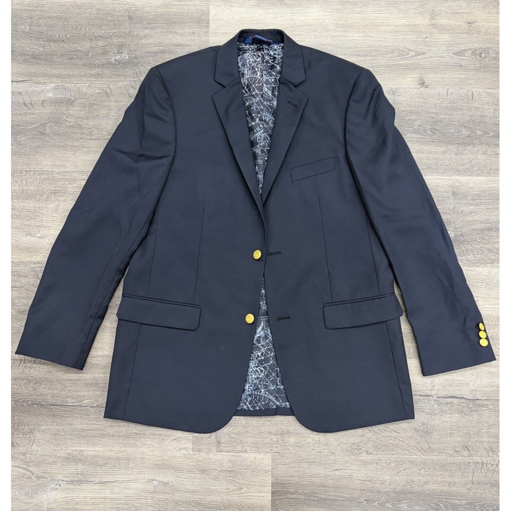 Vineyard Vines Boys 20 Navy Blazer Gold Buttons Wool Blend Nautical Map Lined
